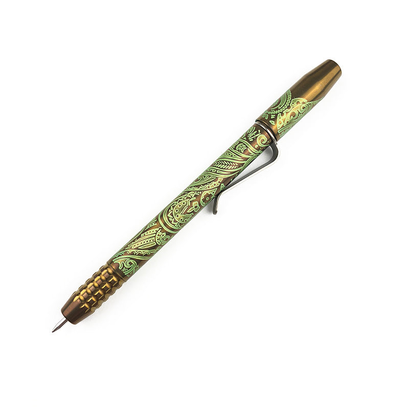 Ti2 Design TechLiner Shorty Titanium Pen Custom Anodized Bronze Green Short