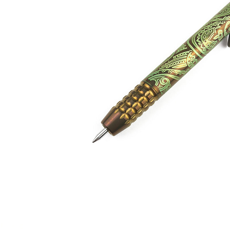 Ti2 Design TechLiner Shorty Titanium Pen Custom Anodized Bronze Green Short