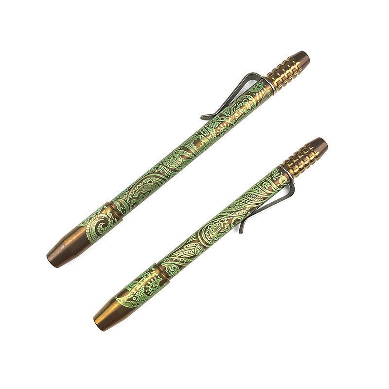 Ti2 Design TechLiner Shorty Titanium Pen Custom Anodized Bronze Green Short