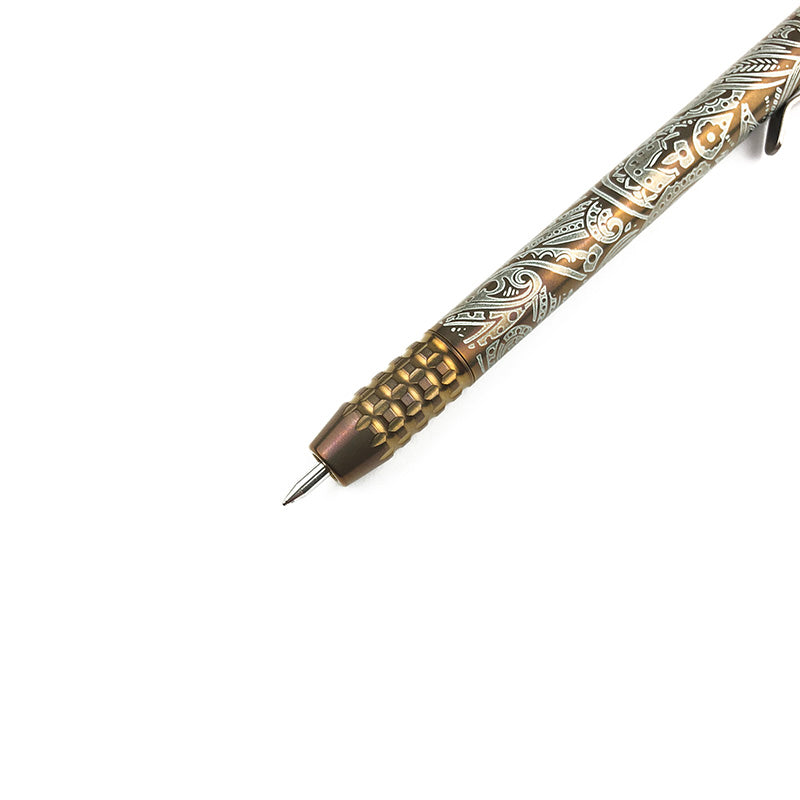 Ti2 Design TechLiner Shorty Titanium Pen Custom Anodized Bronze Green Long