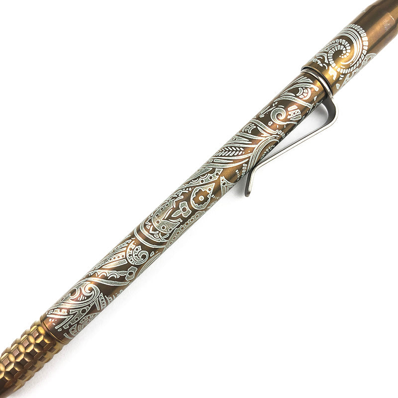 Ti2 Design TechLiner Shorty Titanium Pen Custom Anodized Bronze Green Long