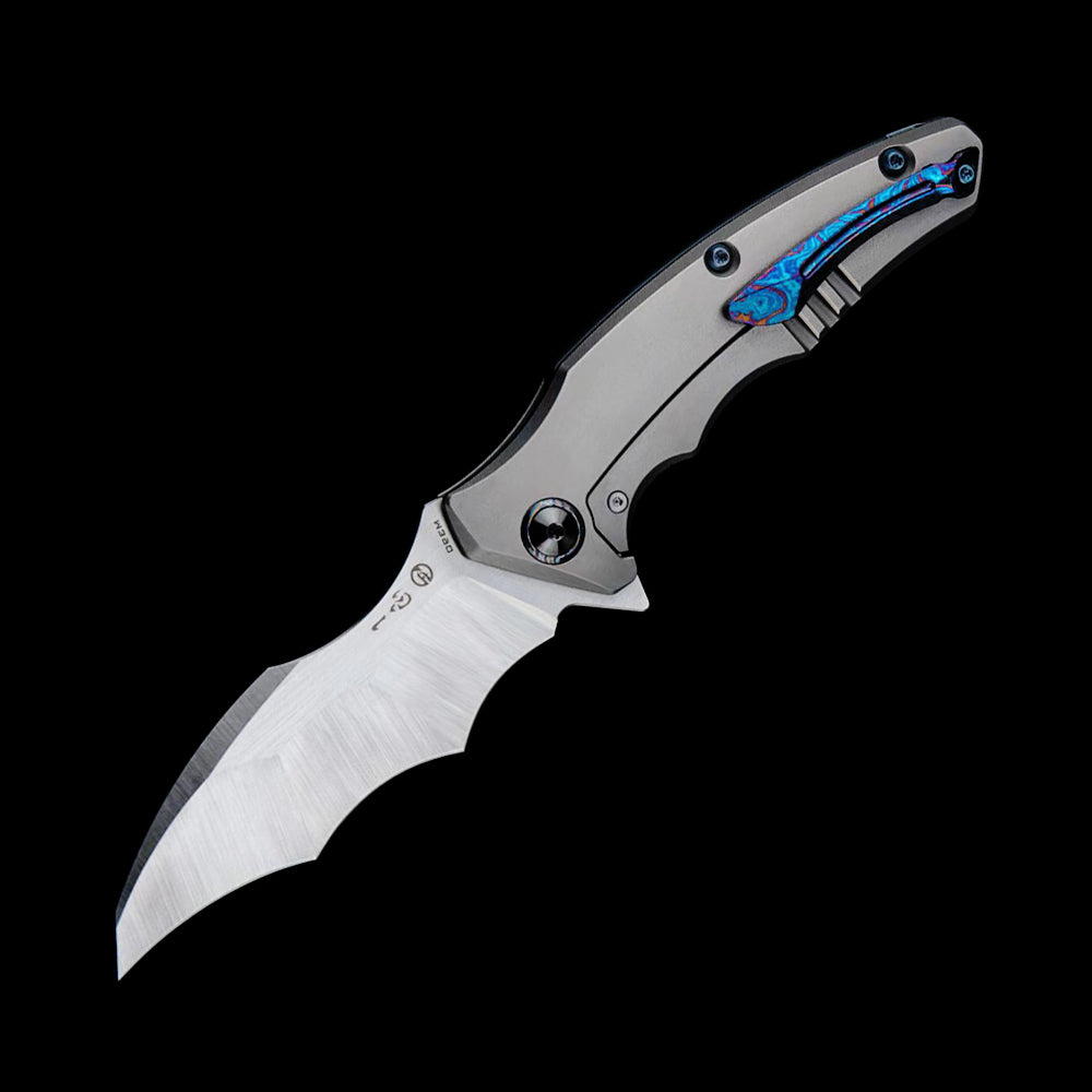 Maxace Dragon MDG01 M390 Satin Blade Titanium Handle  Frame Lock Folding Knife Blue screws