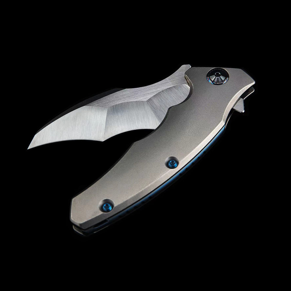 Maxace Dragon MDG01 M390 Satin Blade Titanium Handle  Frame Lock Folding Knife Blue screws