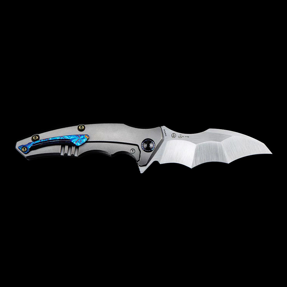 Maxace Dragon MDG01 M390 Satin Blade Titanium Handle  Frame Lock Folding Knife Blue screws