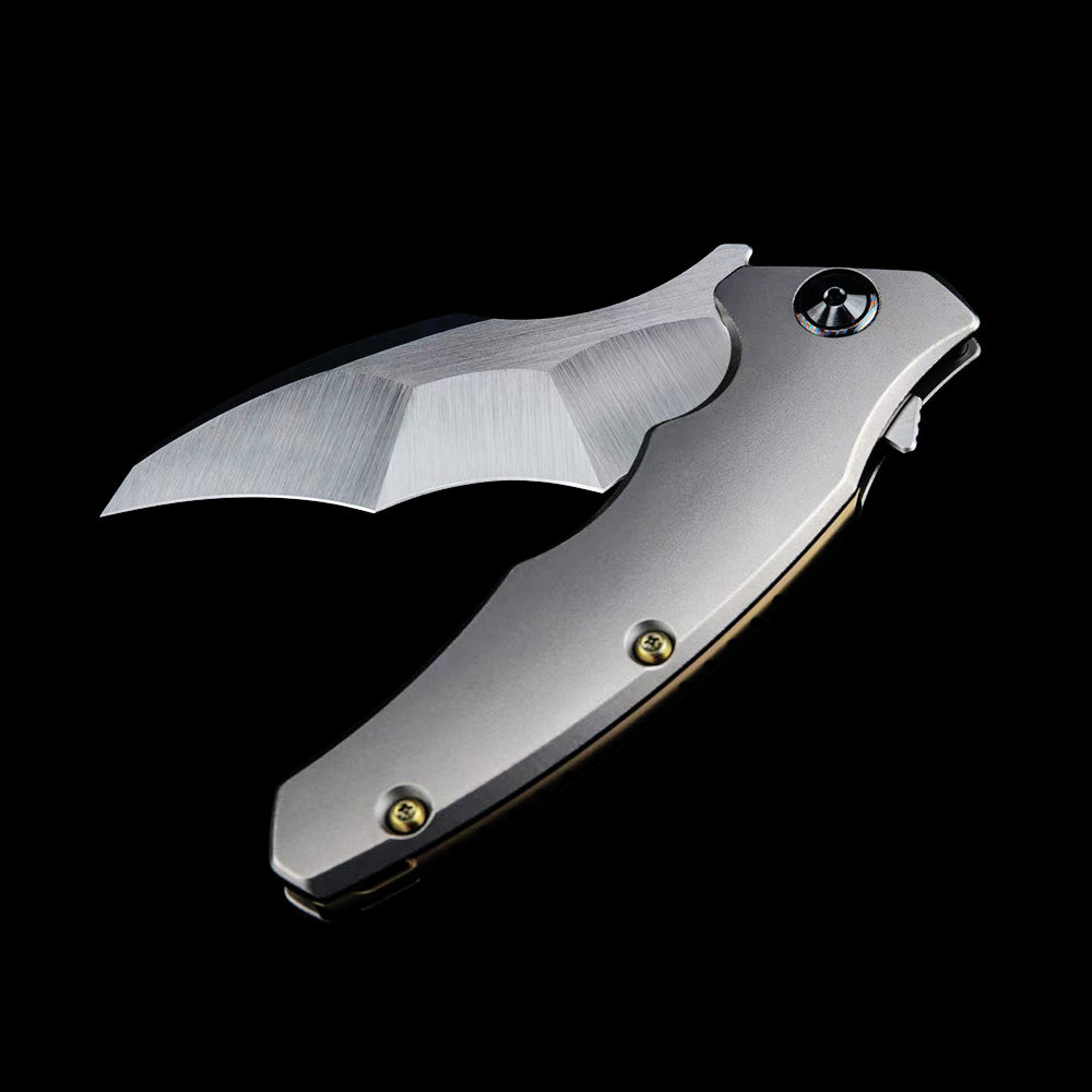 Maxace Dragon MDG01 M390 Satin Blade Titanium Handle  Frame Lock Folding Knife Blue screws