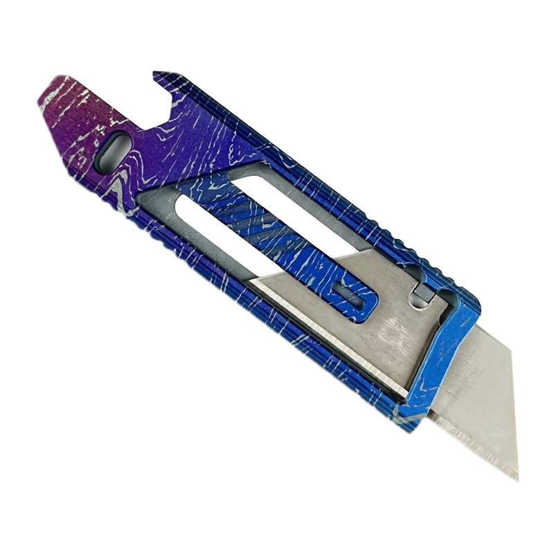 SnakeSword Honey Badger II Titanium Alloy Utility Knife Imitation Timascus Anodizing