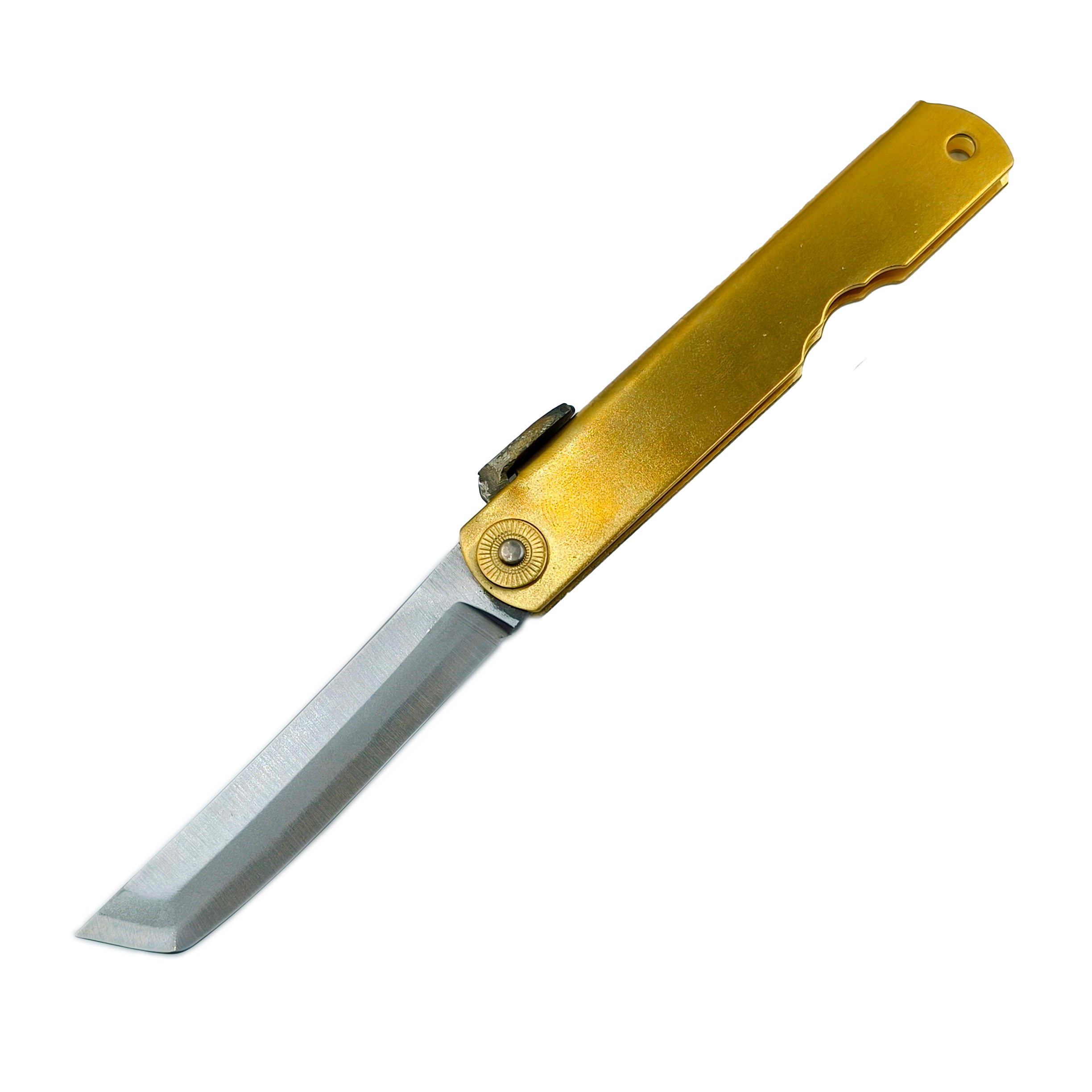 Nagao Higonokami Friction Folder Knife Brass Handle White Steel Hand Forging Tanto