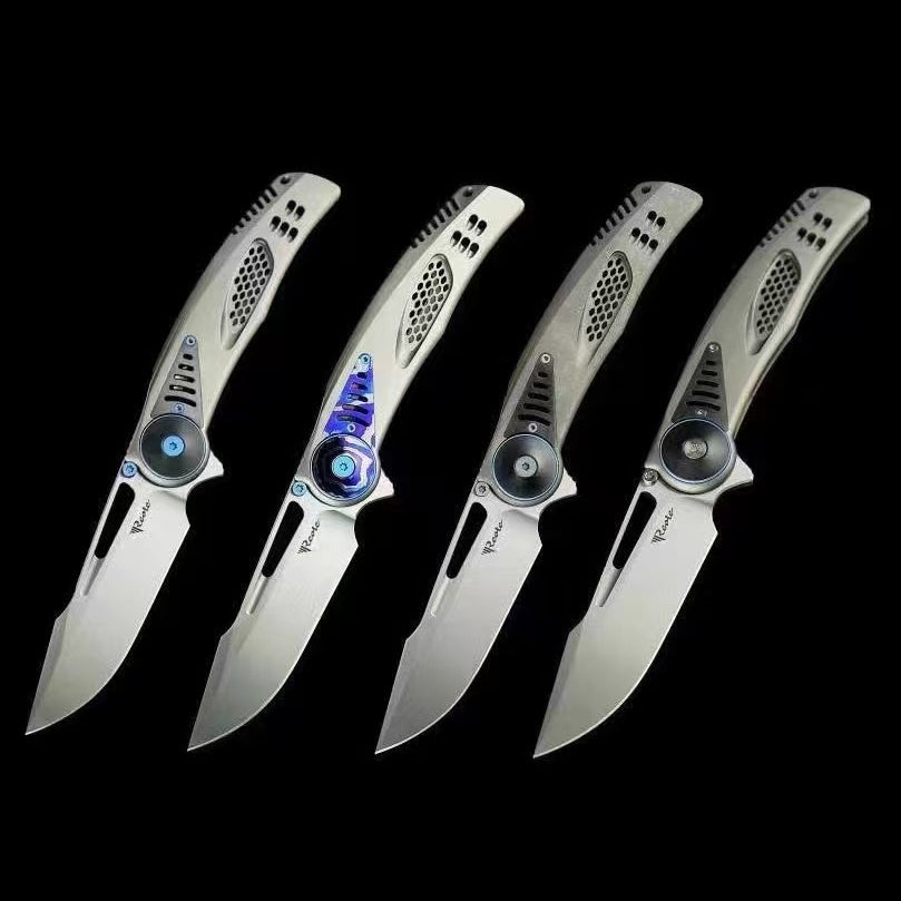 Reate Knives GTR M390 Blade Titanium Handle Flipper Knife Frame Lock