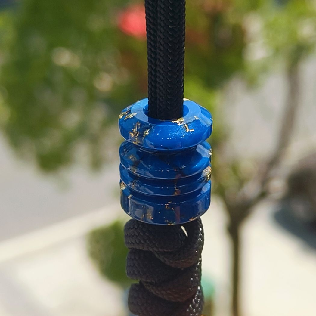 SnakeSword Blue Resin Lanyard Beads For Knives Paracord Lanyard Beads Bracelet Accessories 3 pcs