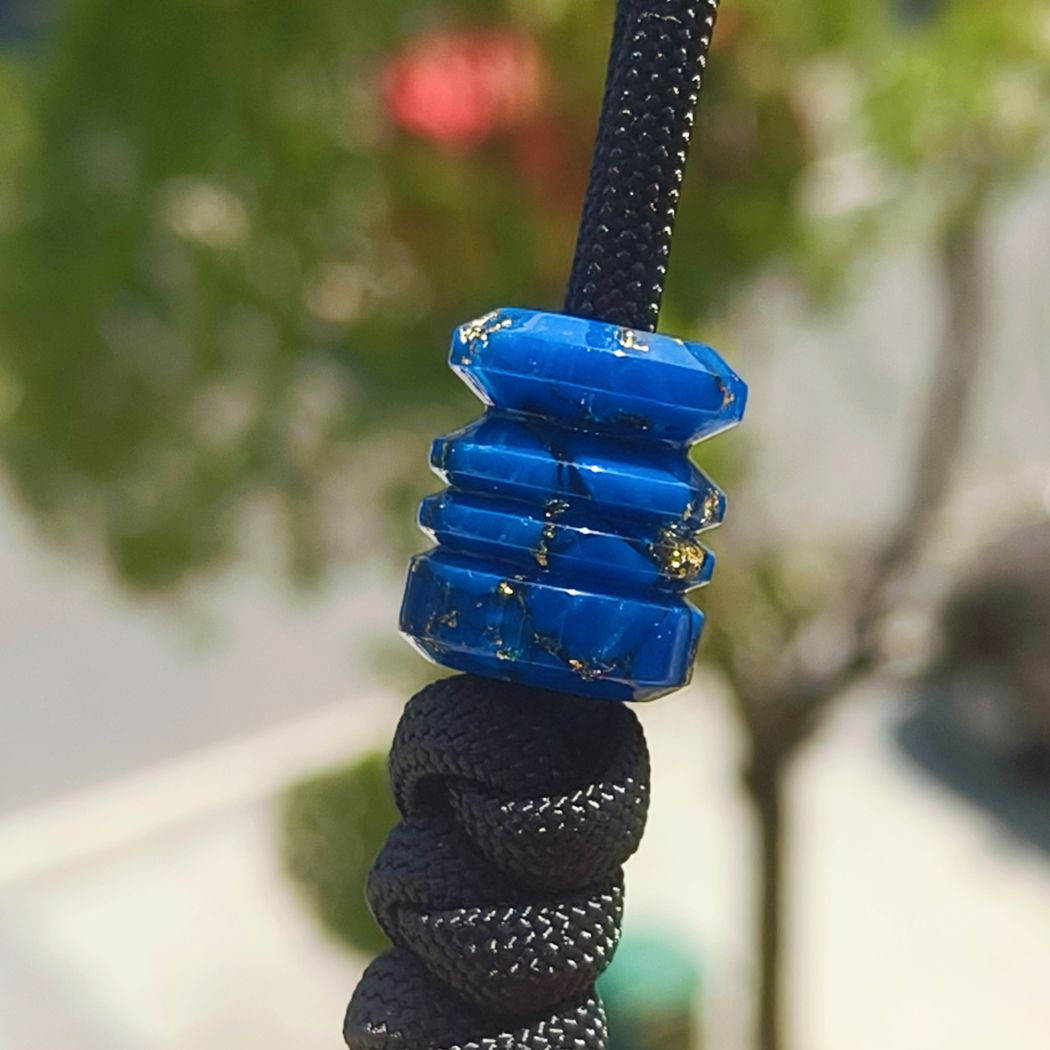 SnakeSword Blue Resin Lanyard Beads For Knives Paracord Lanyard Beads Bracelet Accessories 3 pcs