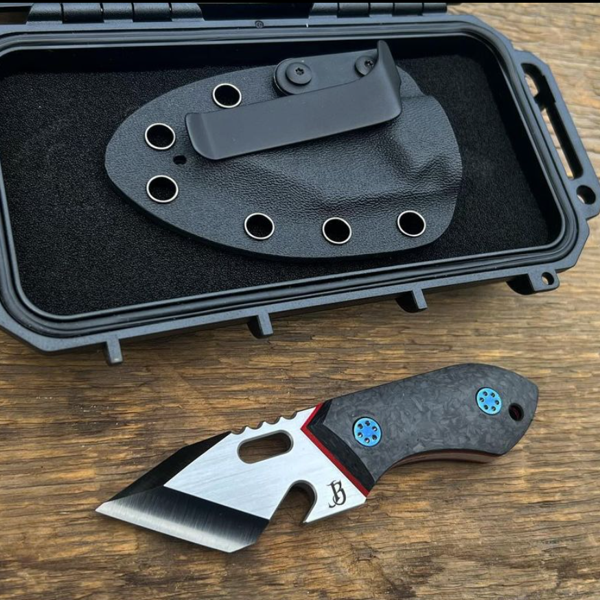 Mechforce Fixed Blade Knife CPM-MagnaCut Blade Carbon Fiber Handle Edc Tool