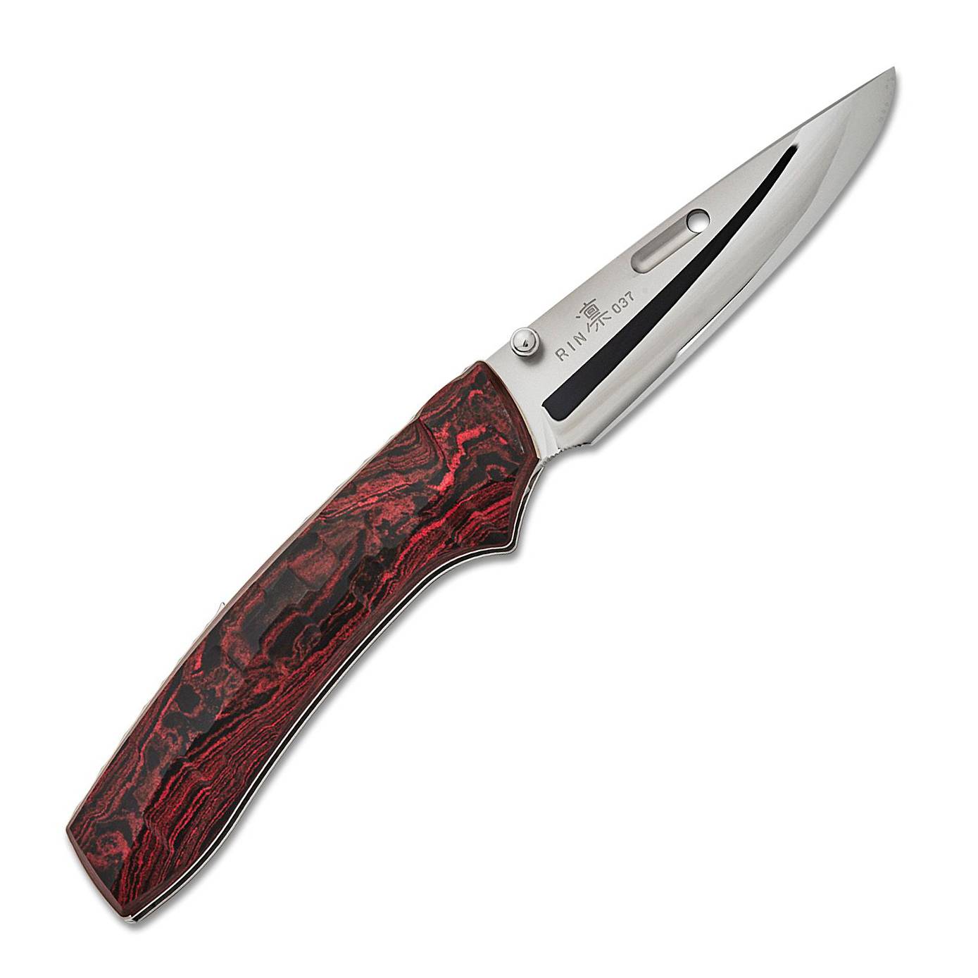 Rockstead RIN-ZDP (RD) ZDP189 Clad by VG10 Blade Titanium + Ebonite Handle Button Lock Folding Knife