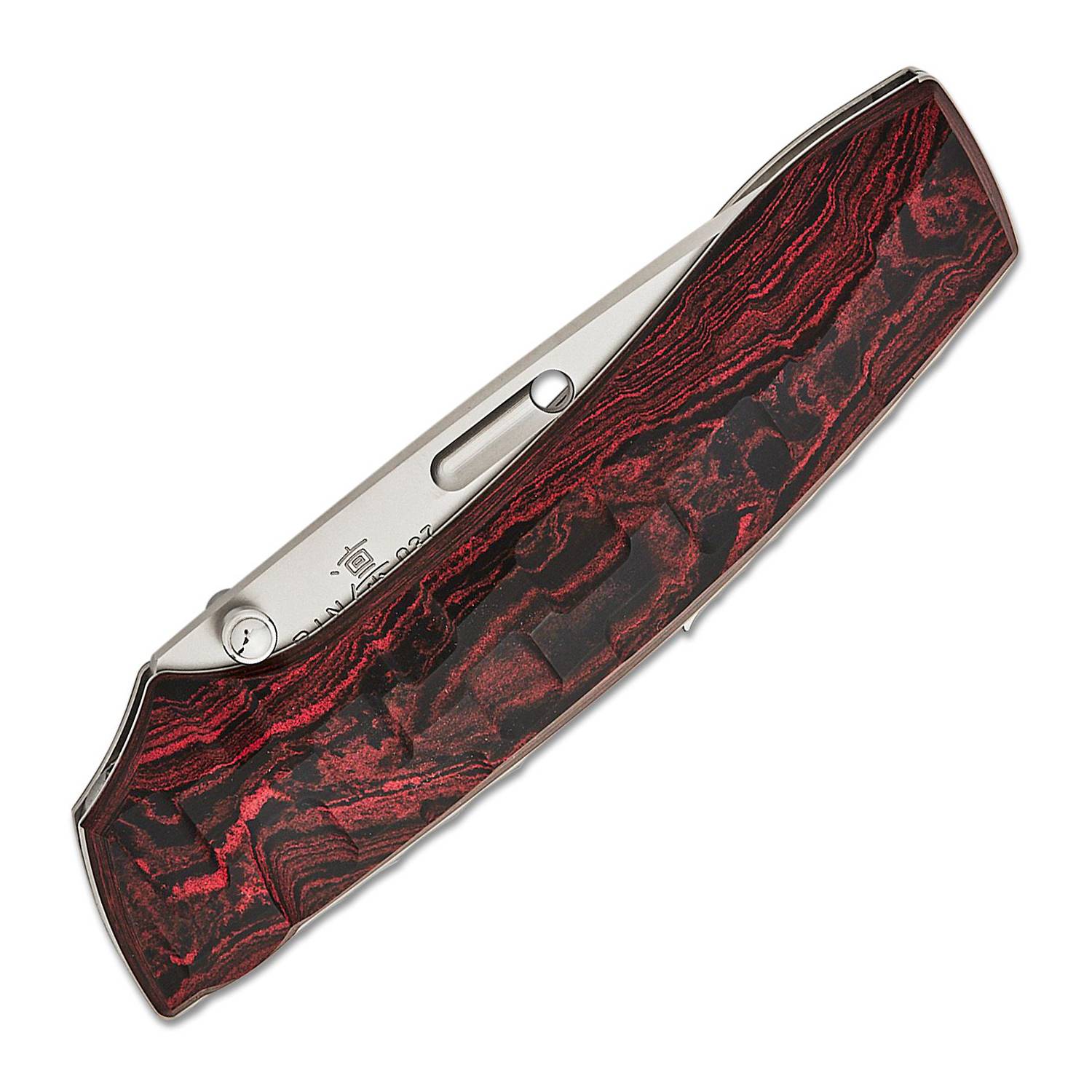 Rockstead RIN-ZDP (RD) ZDP189 Clad by VG10 Blade Titanium + Ebonite Handle Button Lock Folding Knife