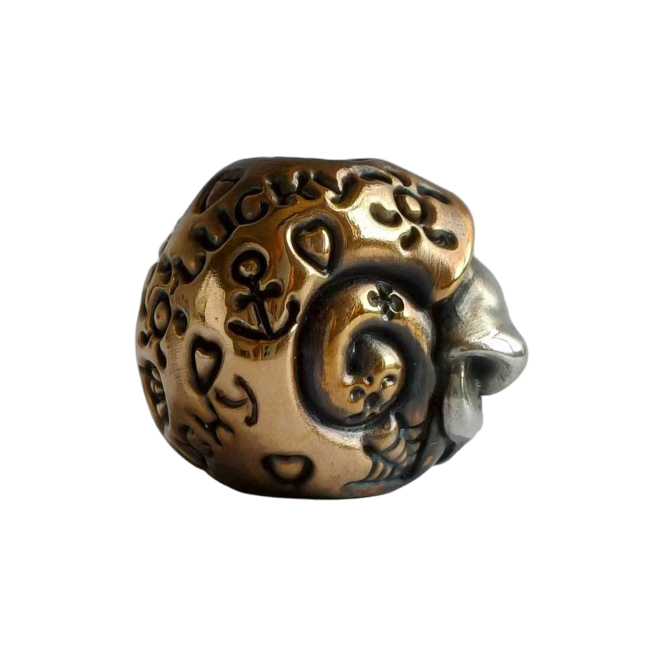 Phase Objects Snail Bead Brass Silver Custom Knife lanyard bead Handmake