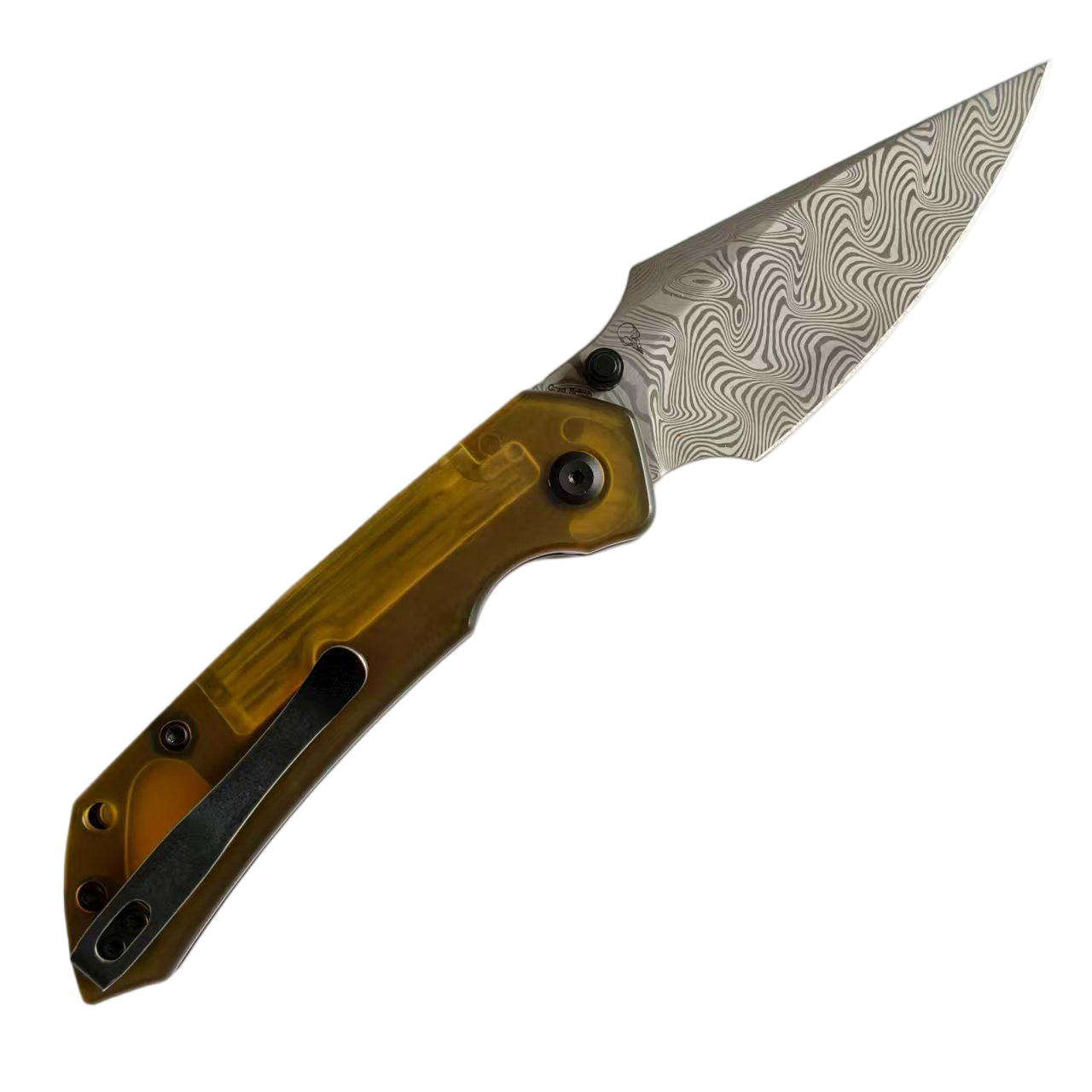 Tenable Fenrir B1034H6 Damascus Blade PEI Handle Top Liner Lock Folding Knife