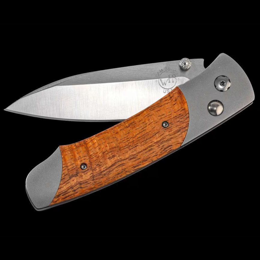 William Henry A200-13 CPM-20CV Blade Titanium+Wood Handle Pocket knife Button Lock