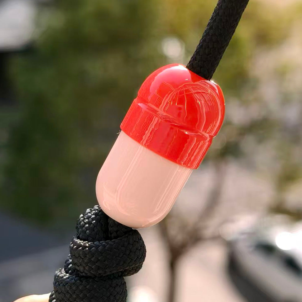 SnakeSword Capsule Resin Lanyard Beads Red+White Resin Knife EDC Beads 3 PCS