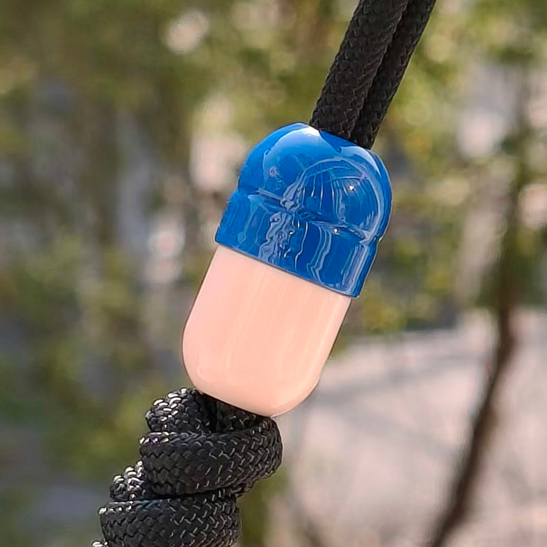 SnakeSword Capsule Resin Lanyard Beads Blue+White Resin Knife EDC Beads  3 PCS