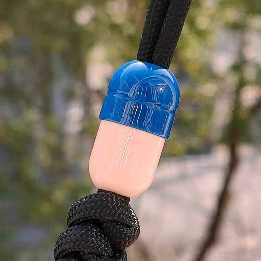 SnakeSword Capsule Resin Lanyard Beads Blue+White Resin Knife EDC Beads  3 PCS