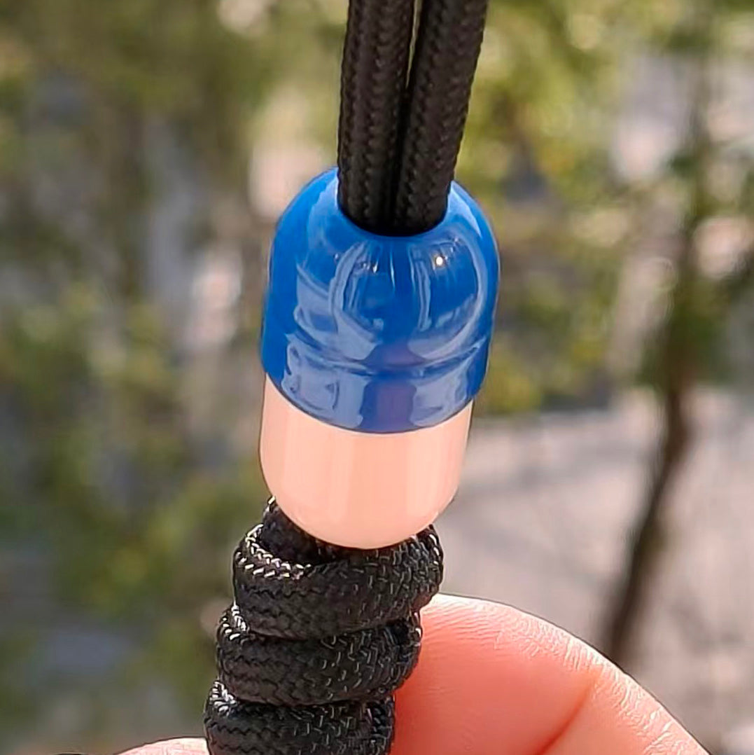 SnakeSword Capsule Resin Lanyard Beads Blue+White Resin Knife EDC Beads  3 PCS