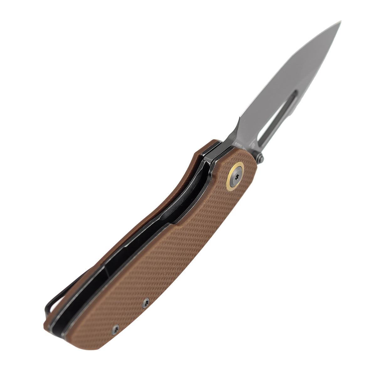 Tenable Link B1068A2 Gray TiCn Coated 14C28N Blade Brown G10 Handle Liner Lock Folding Knife