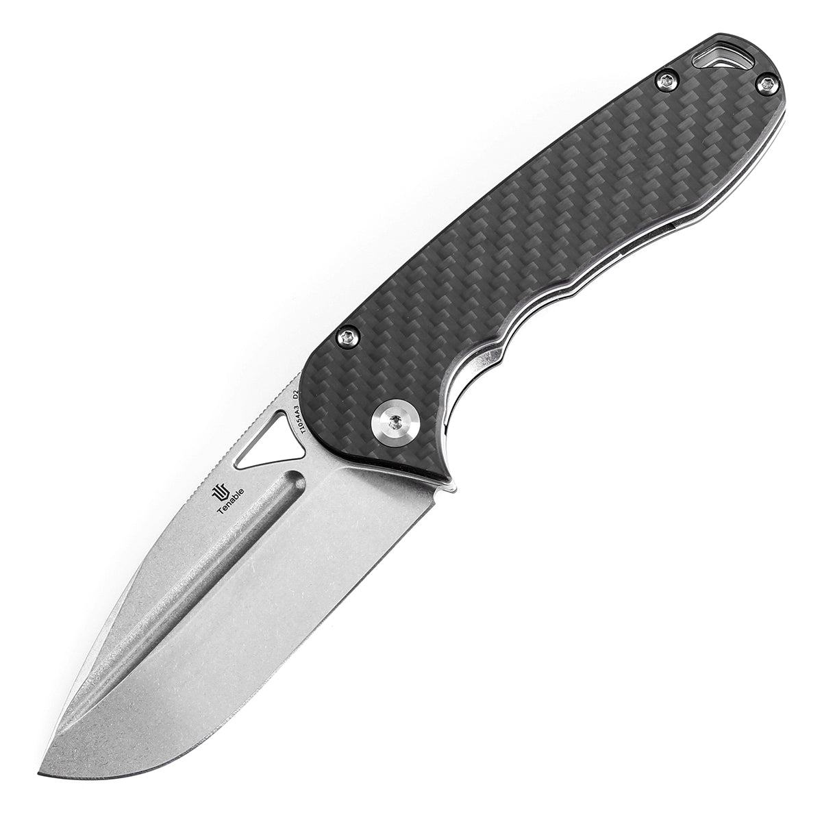 Tenable Bömbur T1054A3 Stonewashed D2 Blade Twill Carbon Fiber Handle Liner Lock Folding Knife