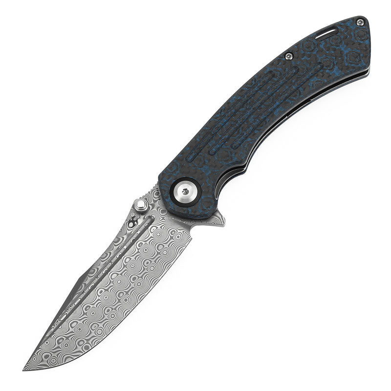 Kansept Pretatout K1032A4 Damascus Blade Carbon Fiber Handle Frame Lock Folding Knives