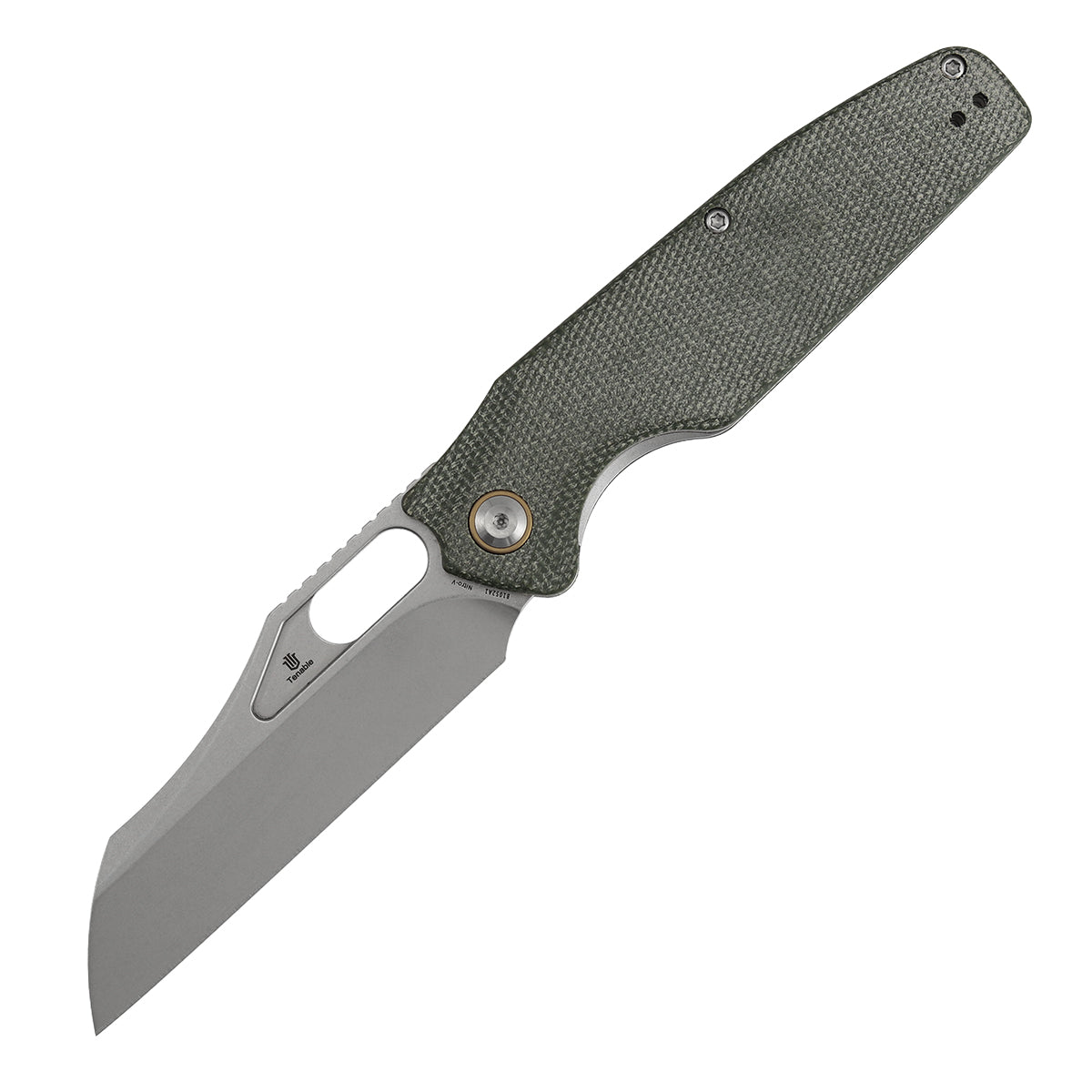 Tenable Tuckamore B1052A1 Stonewashed Nitro-V Blade Green Micarta Handle Liner Lock Folding Knife