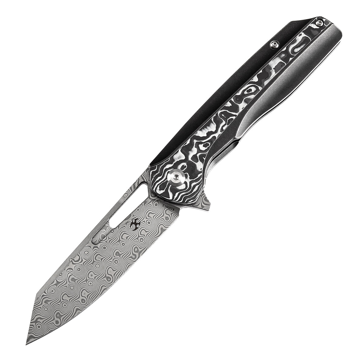 Kansept Shard K1006C3 Damascus Blade White Carbon Fiber Handle Folding Knife