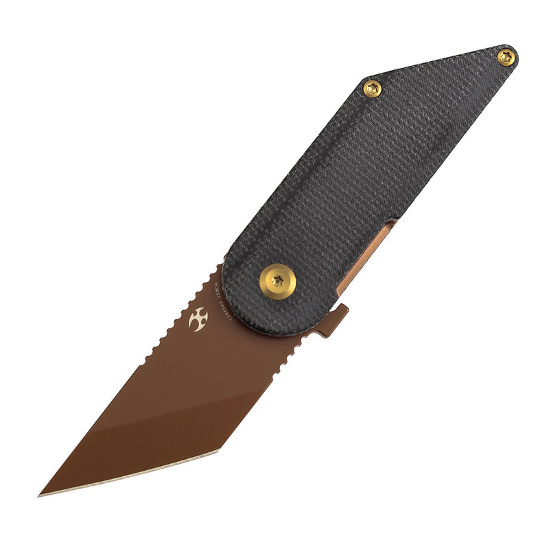 Kansept Dash T2045A2 Rose Gold Coated 154CM Blade Black Micarta Handle Liner Lock Folding Knife