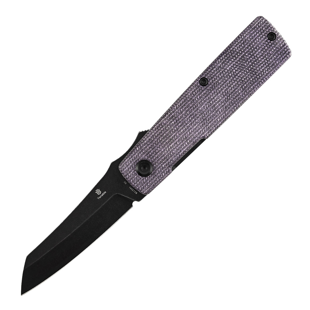 Tenable Higonokami B2135A1 Black Stonewashed D2 Blade Purple Micarta Handle Liner Lock Folding Knife