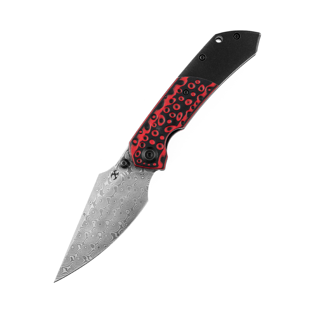 Kansept Fenrir K1034A2 Flipper Knife Damascus Blade G10 Titanium Handle