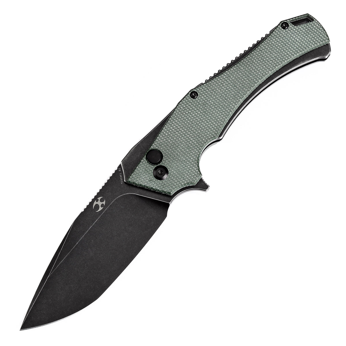 Kansept BTF T1008F1 D2 Blade Green Micarta Handle Flipper Knife