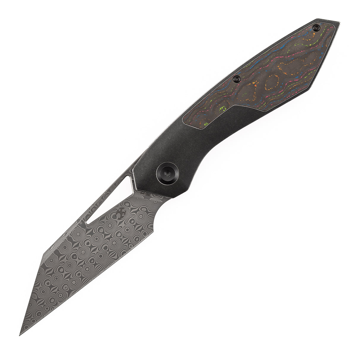 Kansept Strip K1113A4 Damascus Blade Carbon Fiber+Blackwash Titanium Hnadle Frame Lock Folding Knife
