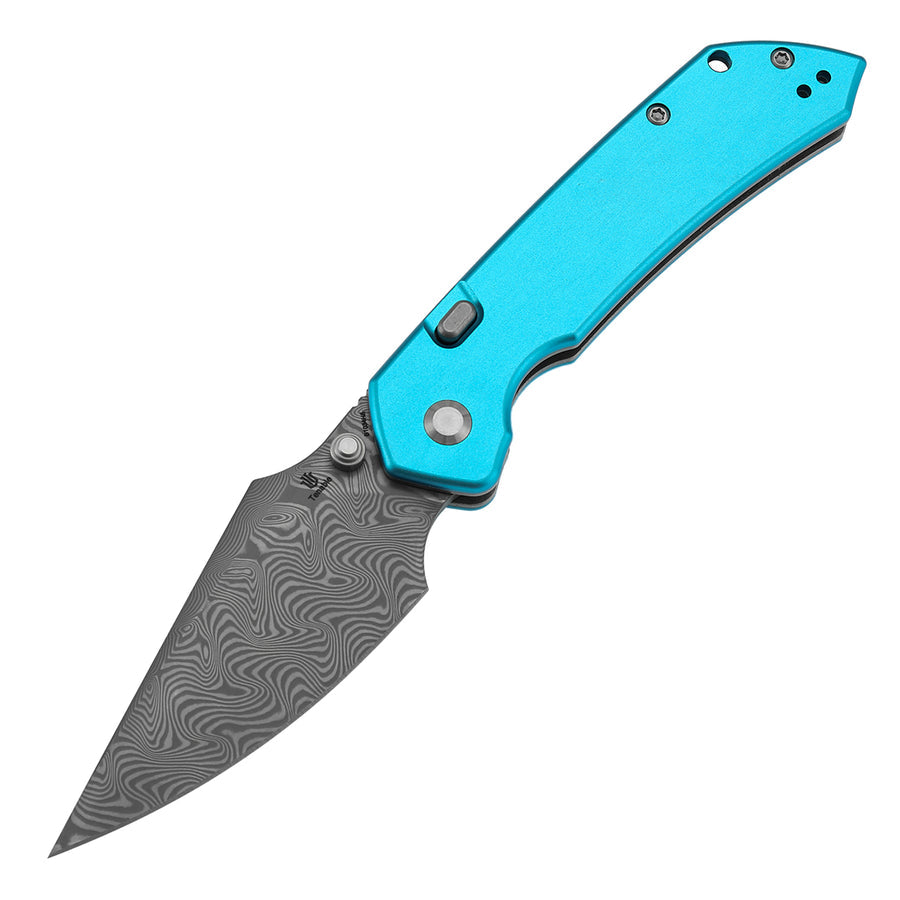 Tenable Fenrir B1034H8 Damascus Blade Aluminum Handle Top Liner Lock Folding Knife