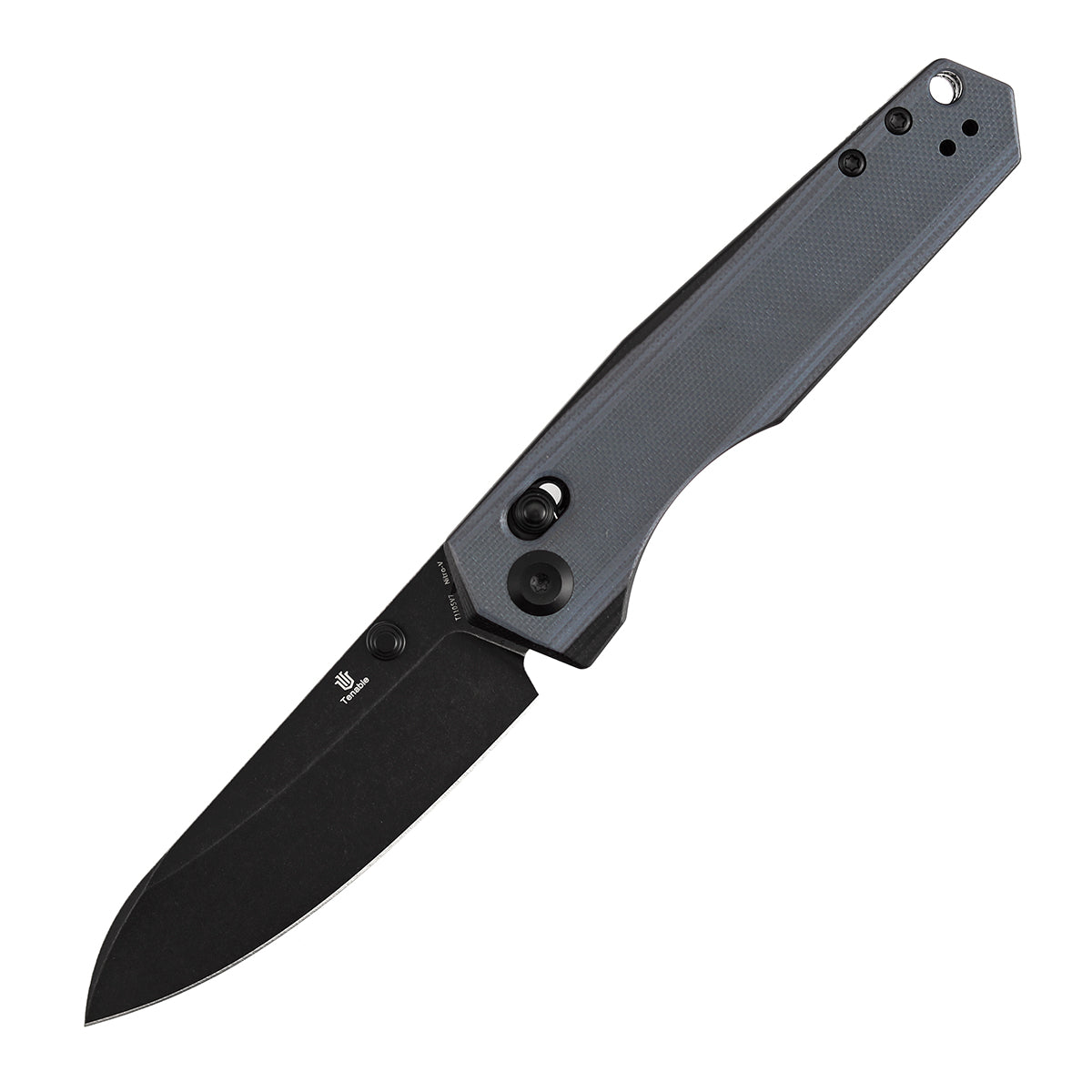 Tenable Beaver T1105V7 Blackwash Nitro-V Blade Gray and Black G10 Handle Crossbar Lock Folding Knife