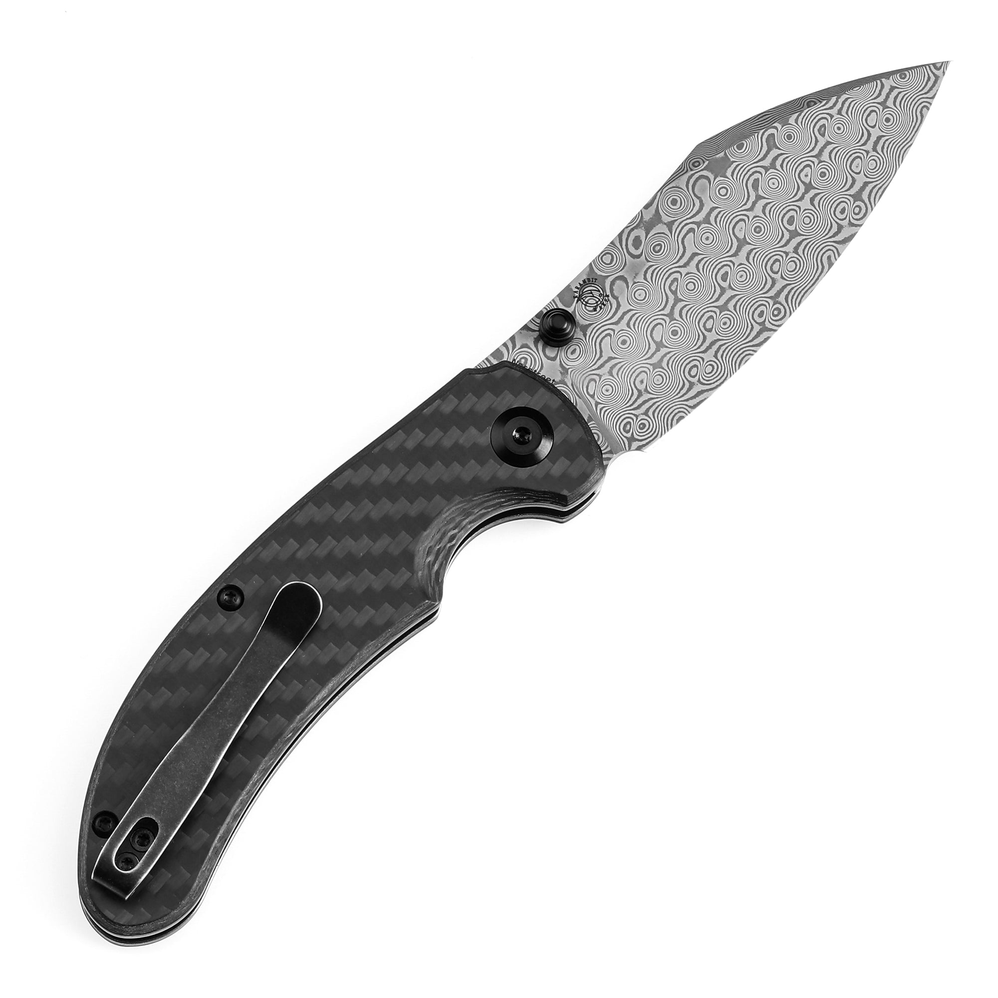 Kansept Nesstreet K1039F6 Damascus Blade Carbon Fiber Handle Folding Knife