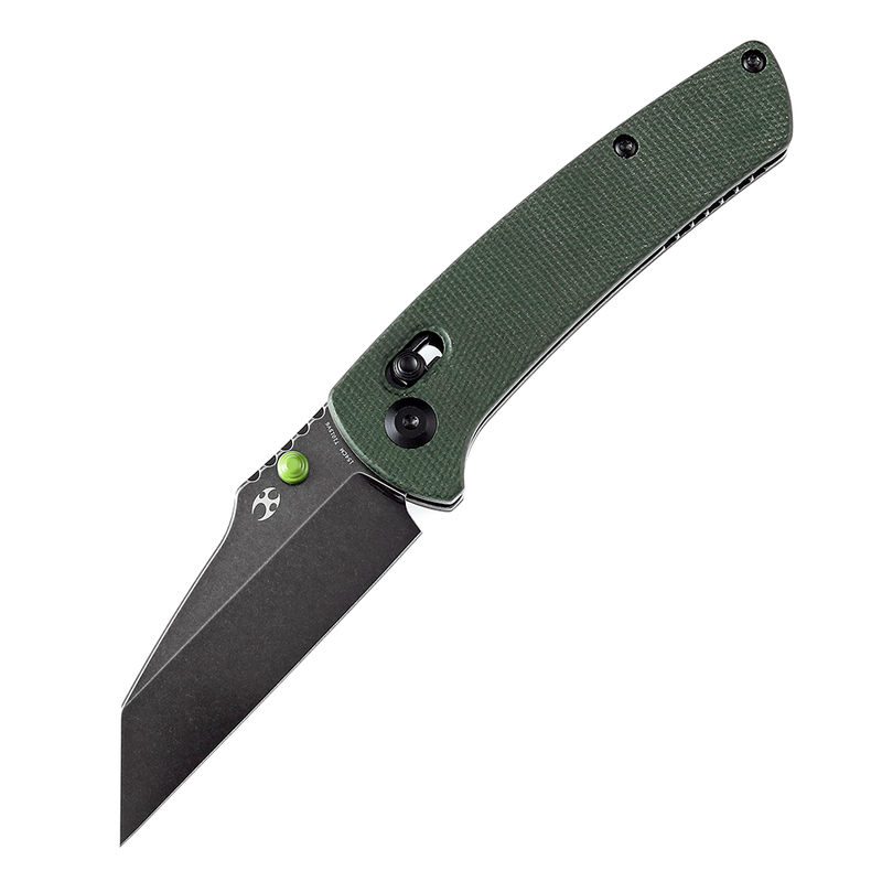 Kansept Main Street T1015V6 154CM Blade Green Micarta Handle Crossbar Lock Folding Knife