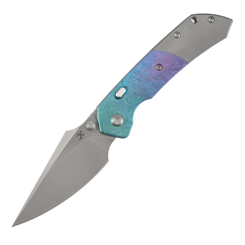 Kansept Fenrir K1034H2 Stonewashed CPM-20CV Blade Crystallized Titanium & Stonewash Titanium Handle Top Liner Lock Folding Knife