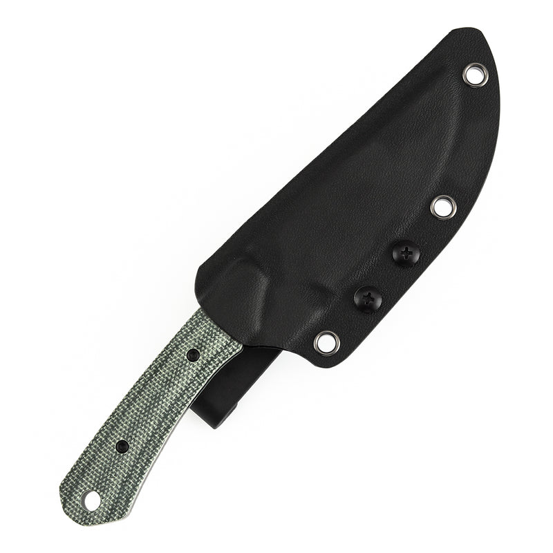 Kansept Flank G006A4 Black Stonewashed D2 Blade Green Micarta Handle Fixed Blade Knife