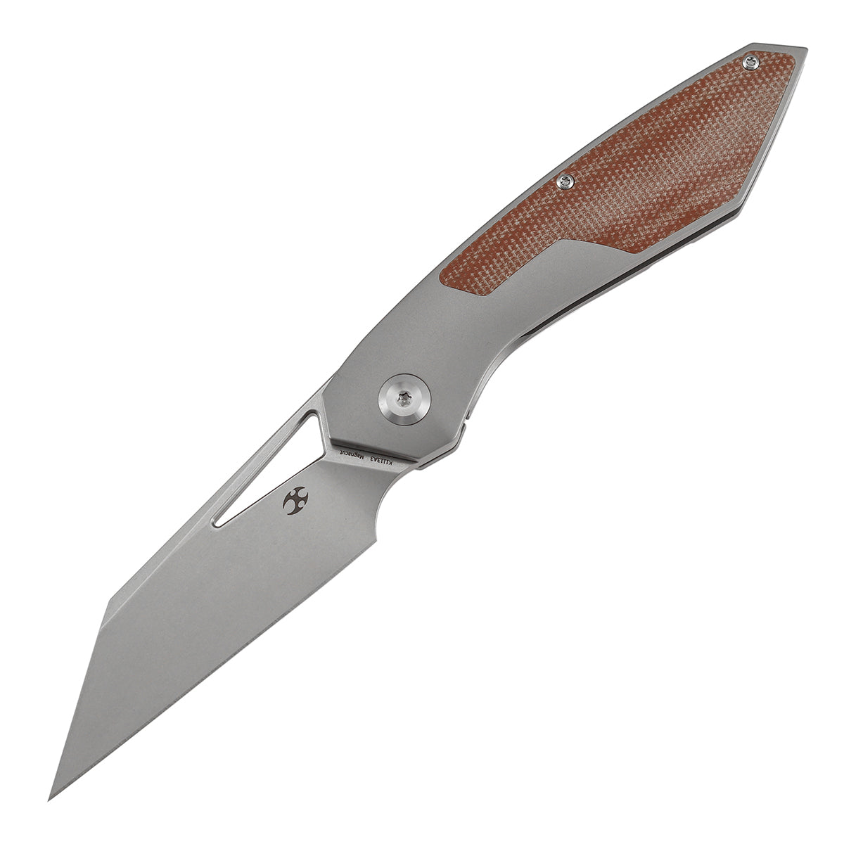 Kansept Strip K1113A3 Magnacut Blade Brown Micarta+Stonewash Titanium Hnadle Frame Lock Folding Knife