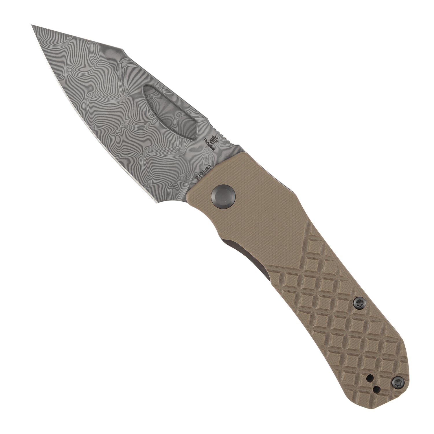 Tenable Loki B1058A3 Water Ripple Damascus Blade Brown G10 Handle Liner Lock Folding Knife