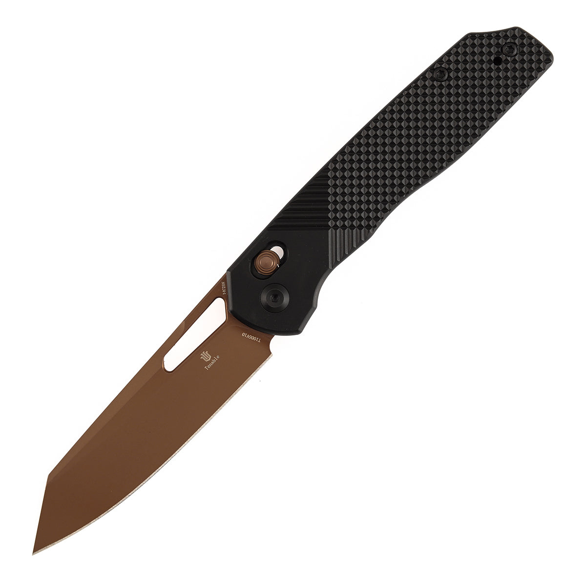 Tenable Shard T1006V10 Rose Gold 14C28N Blade Black Aluminum Handle Crossbar Lock Folding Knife