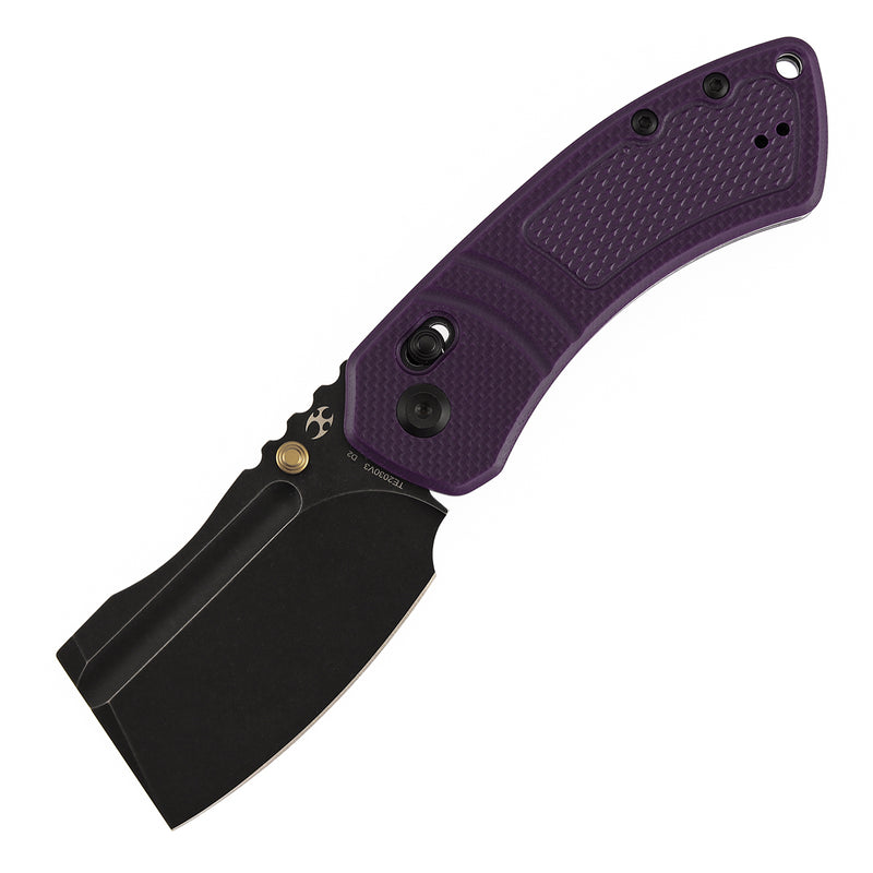 Kansept Korvid V TE2030V3 Blackwash D2 Blade Purple G10 Handle Crossbar Lock Folding Knife