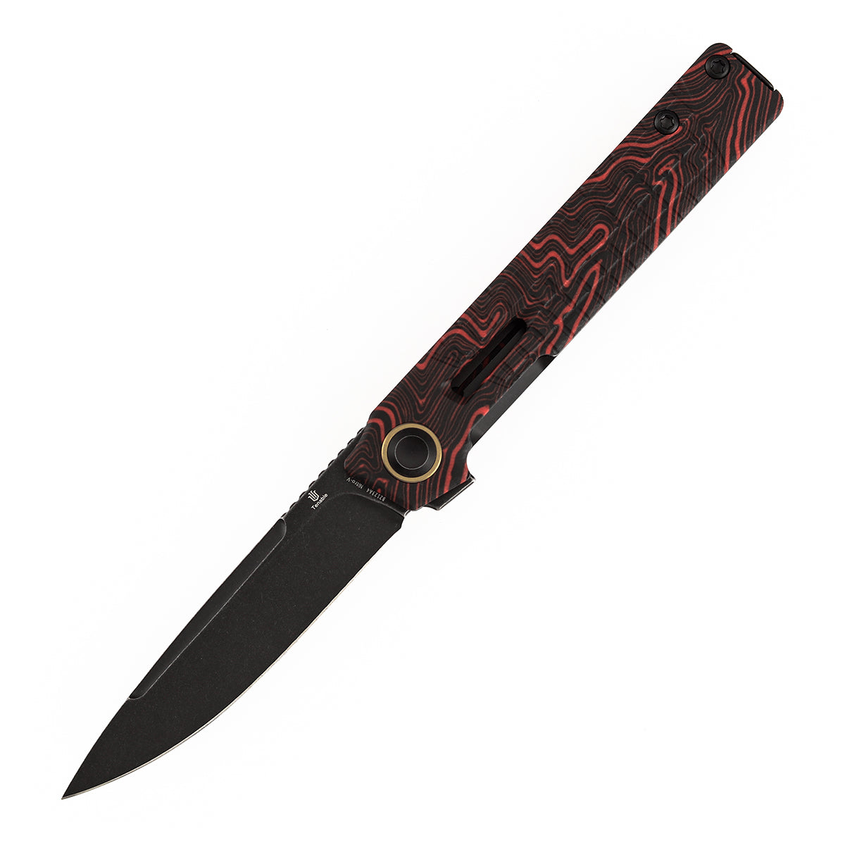 Tenable Kitpu B2123A4 Blackwash Nitro-V Blade Black & Red G-Mascus Handle Liner Lock Folding Knife