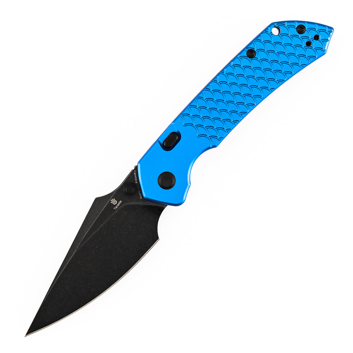 Tenable Fenrir B1034H92 Blackwash Nitro-V Blade Dark Blue Anodized Aluminum Handle Top Liner Lock Folding Knife