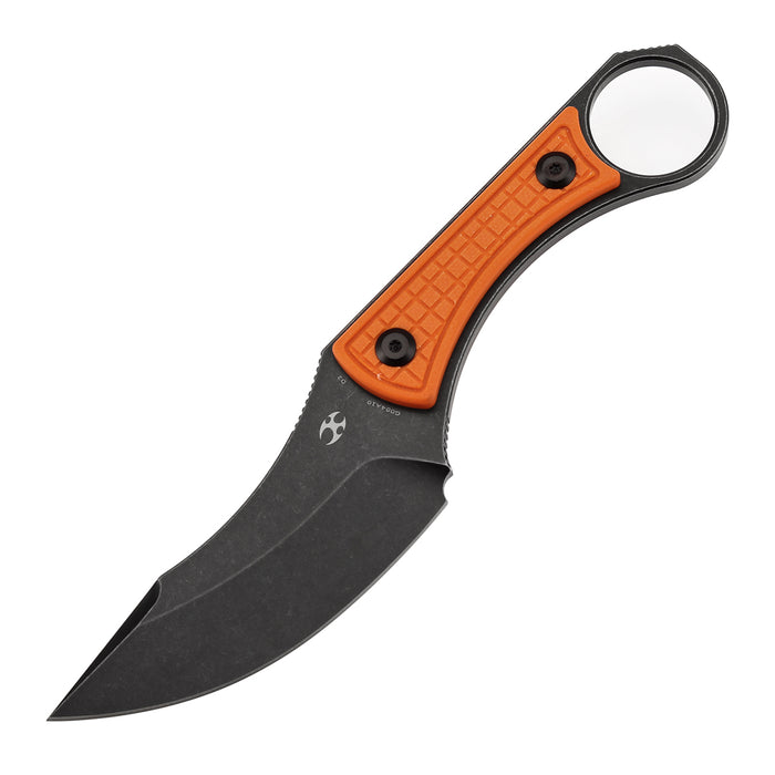 KANSEPT Niko G004A10 Blackwash D2 Blade Orange G10 with Frag Pattern Handle Fixed Knife