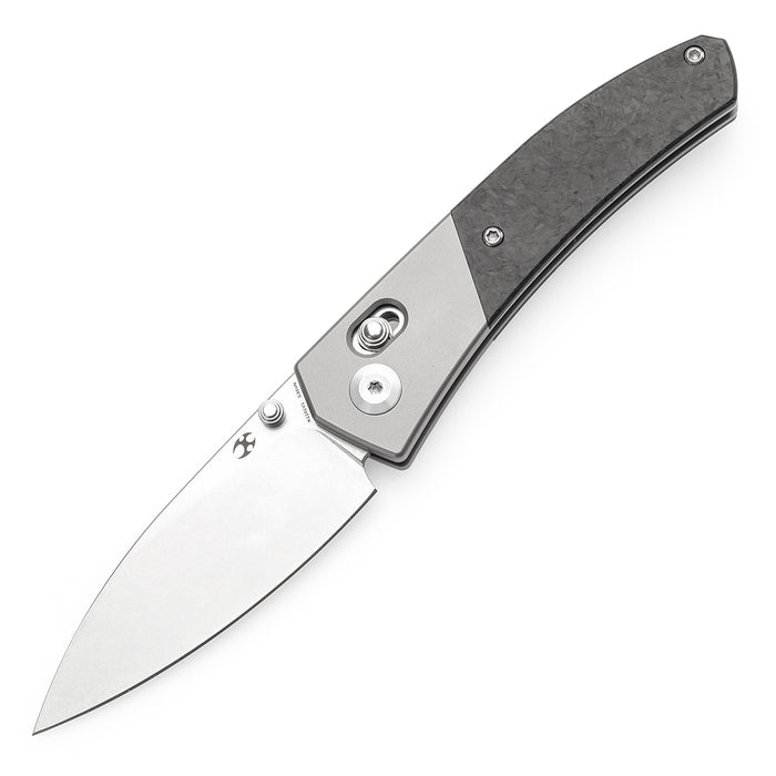 KANSEPT Dako K1101V1 CPM S35VN Blade Titanium with Shred Carbon Fiber Handle Cross Bar Lock