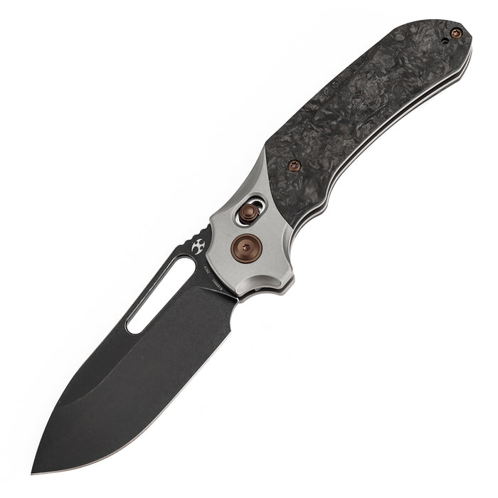 KANSEPT Quasar K1099V1 CPM 20CV Blade Titanium with Dark Matter Glow FatCarbon Handle Cross Bar Lock
