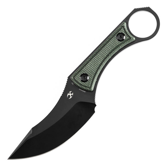 Kansept Niko G004A2 Fixed Knife Black D2 Blade Green Micarta Handle Kydex Sheath